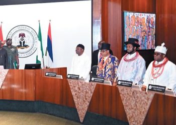 Tinubu in a meeting with Ogini elders