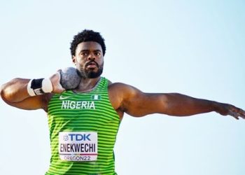 Chukwuebuka Enekwechi Makes History with Record-Breaking 22.10m Shot Put Throw.