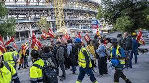 Fired Construction Workers Stage Protest Outside Spotify Camp Nou